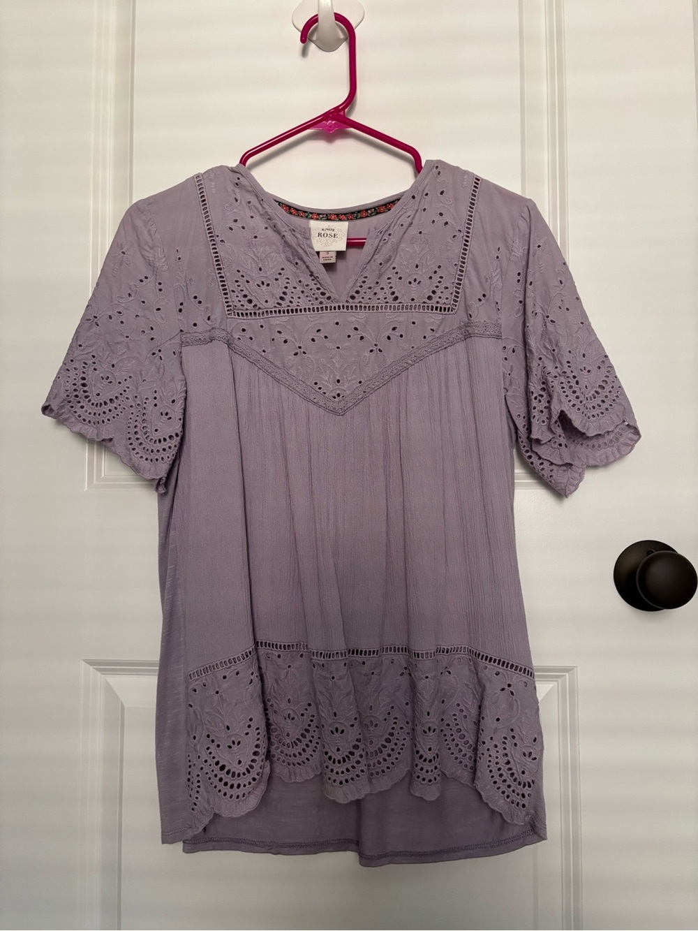 Knox Rose Lavender Eyelet Top
